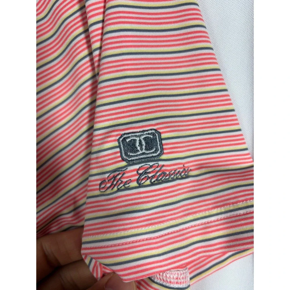 FootJoy Mens Golf Polo Shirt Lot of 2 White Crest‎ Striped Classics Size Medium
